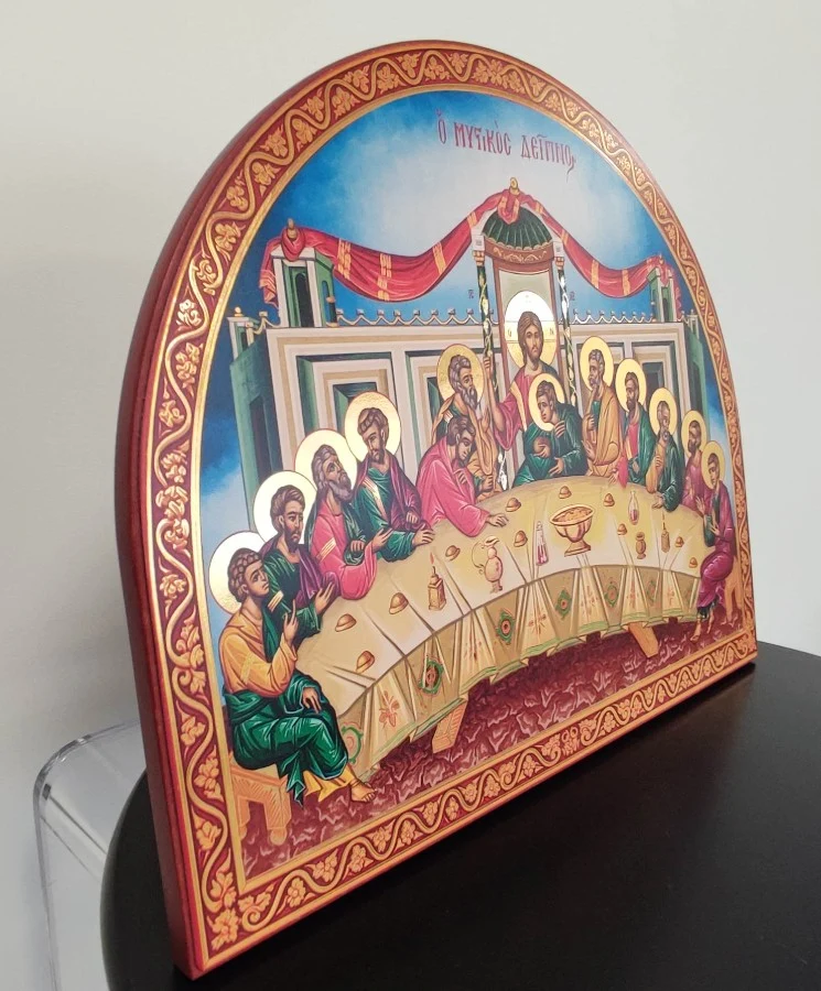 The Secret Dinner - Wooden image on Camvas with polished gold background — additional product image 4 from Christianity Art