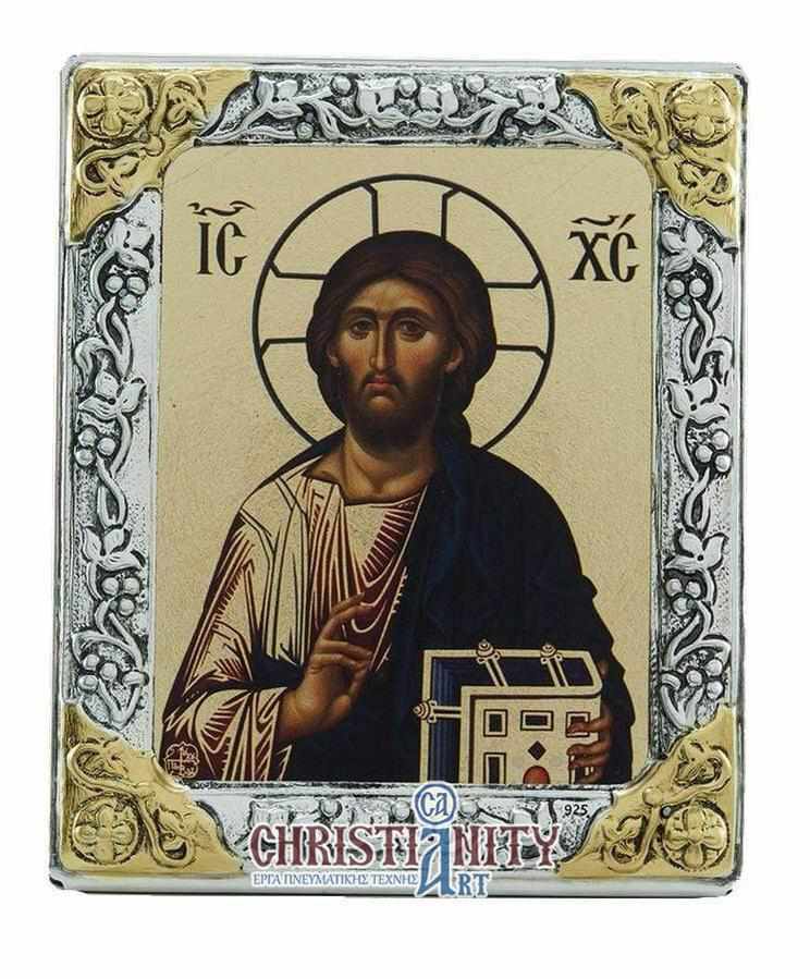 Jesus Christ Holy Monastery of Vatopedi - Silver image on wood, locally gilded - Mount Athos