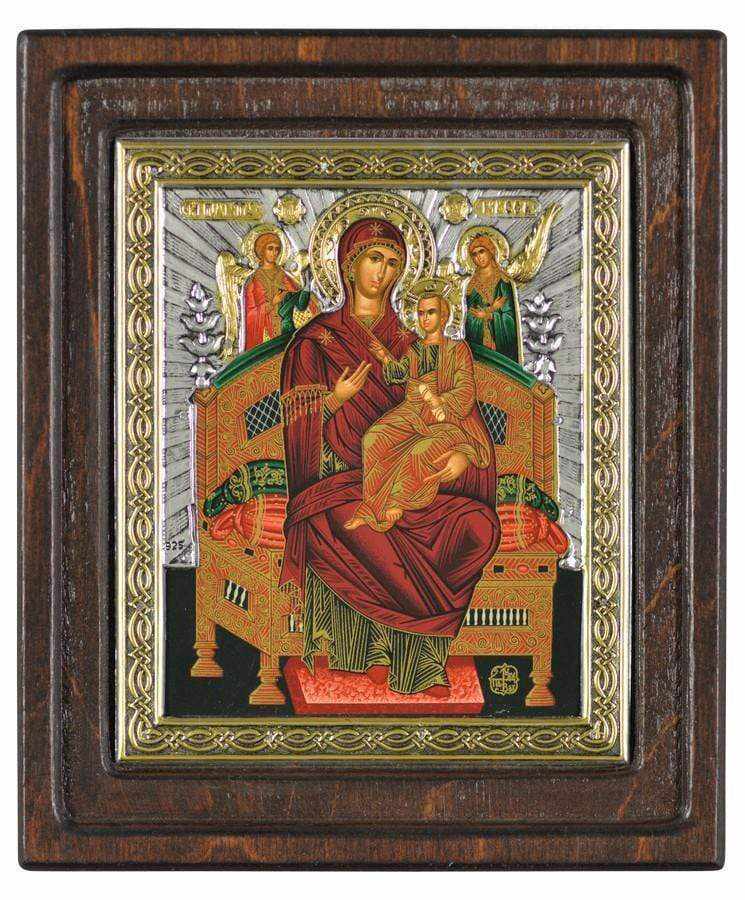 Virgin Mary Pantanassa - Silver image in wood, locally gold plated - Mount Athos — additional product image 5 from Christianity Art