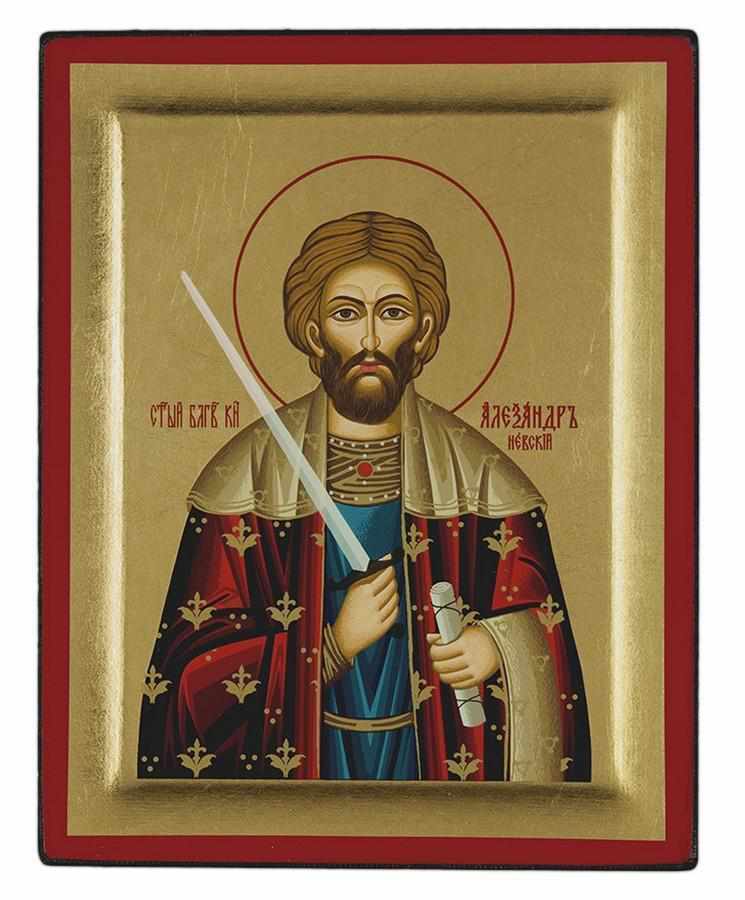 Saint Alexander - Excavated wooden image on canvas with gold background - Mount Athos — additional product image 7 from Christianity Art