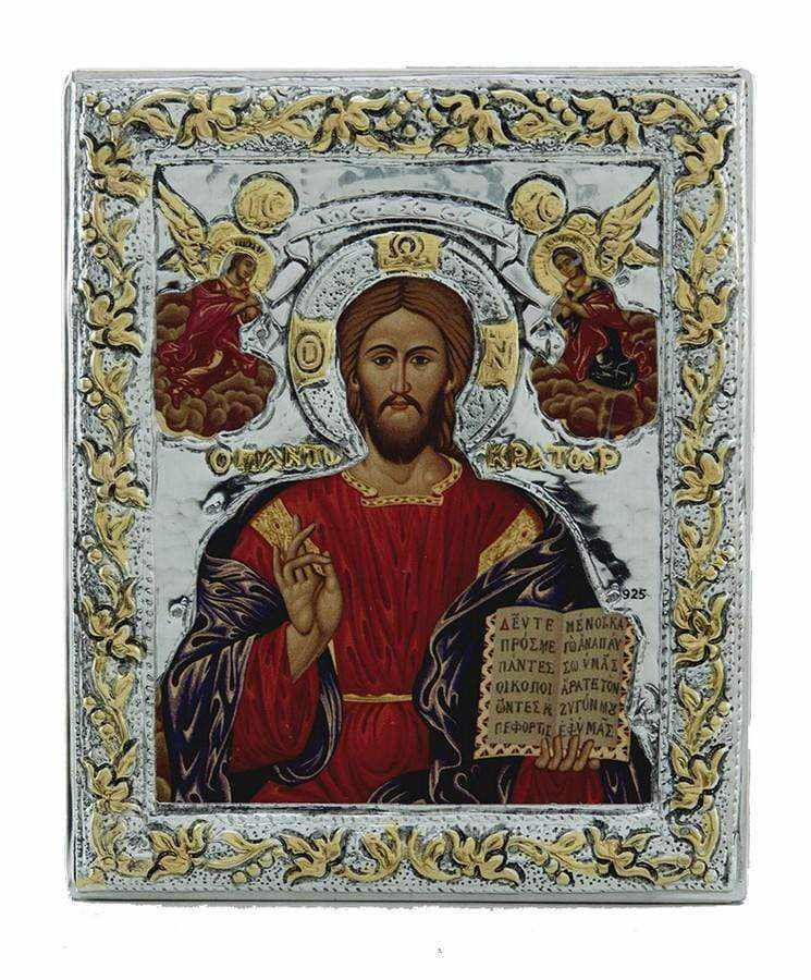 Christ Almighty - Silver image on wood, locally gilded - Mount Athos — additional product image 8 from Christianity Art
