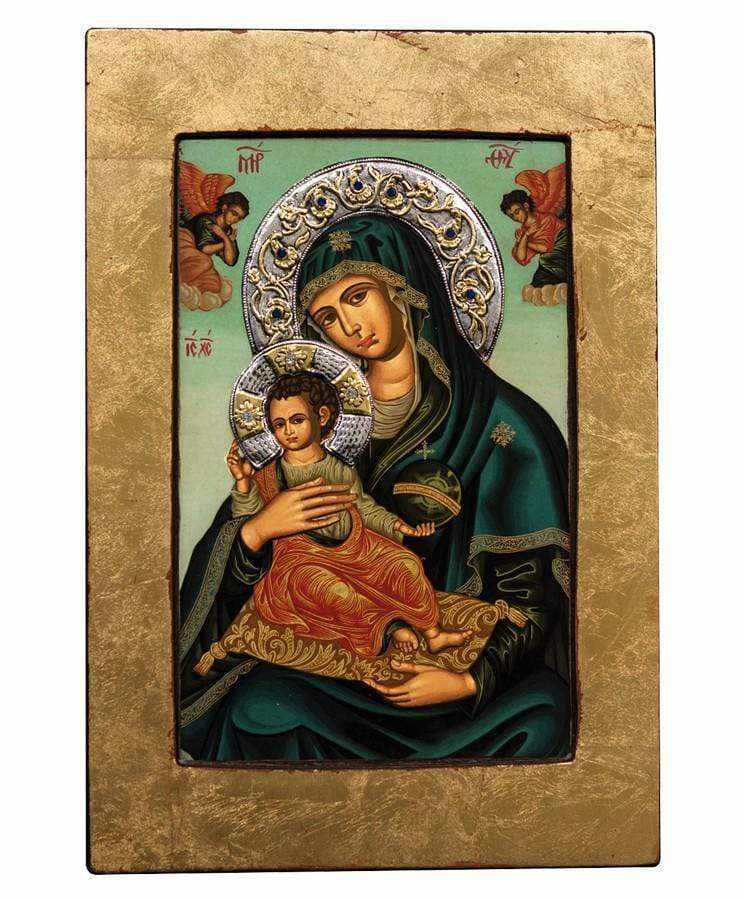 Virgin Mary Babykrateusa - Old wooden image with silver halo locally gilded - Mount Athos — additional product image 11 from Christianity Art