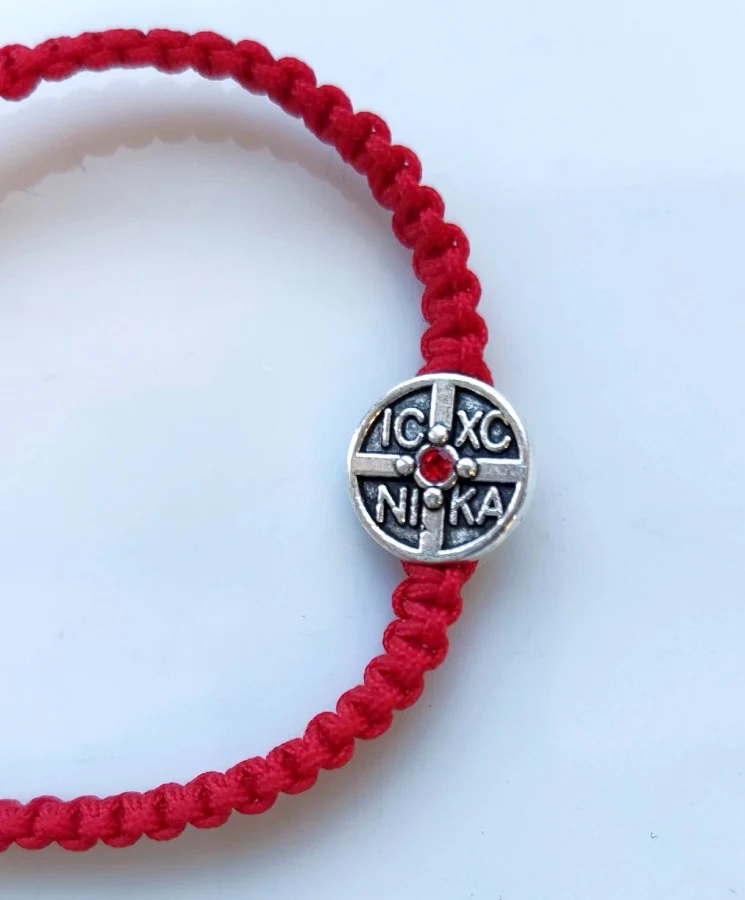 Athonite Waxed Prayer Rope Bracelet with IC XC NIKA Medal – Adjustable, 3 Colours — additional product image 3 from Christianity Art