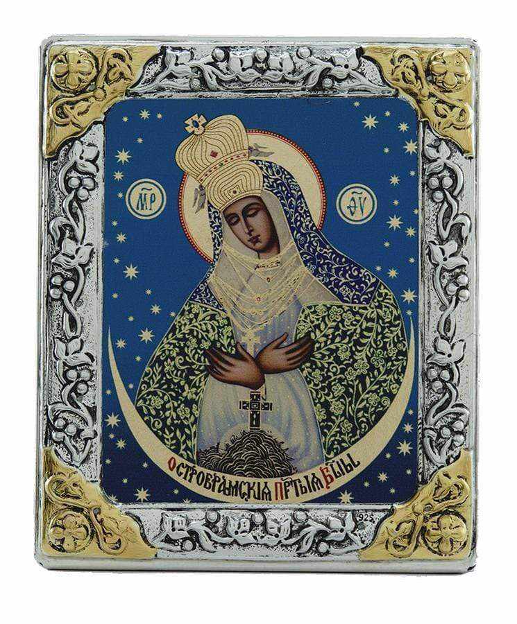 Virgin Mary Deomeni - Silver image in wood, locally gilded - Mount Athos — additional product image 7 from Christianity Art