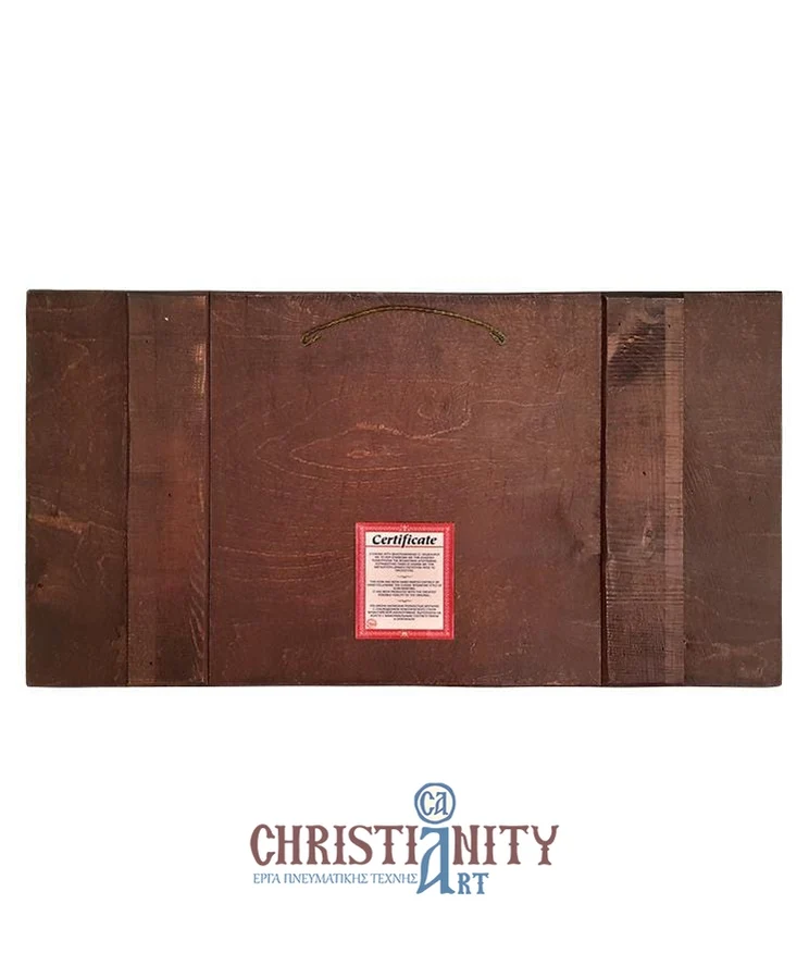 The Last Supper - 100% handmade wooden picture on canvas with gold background - Mount Athos — additional product image 2 from Christianity Art