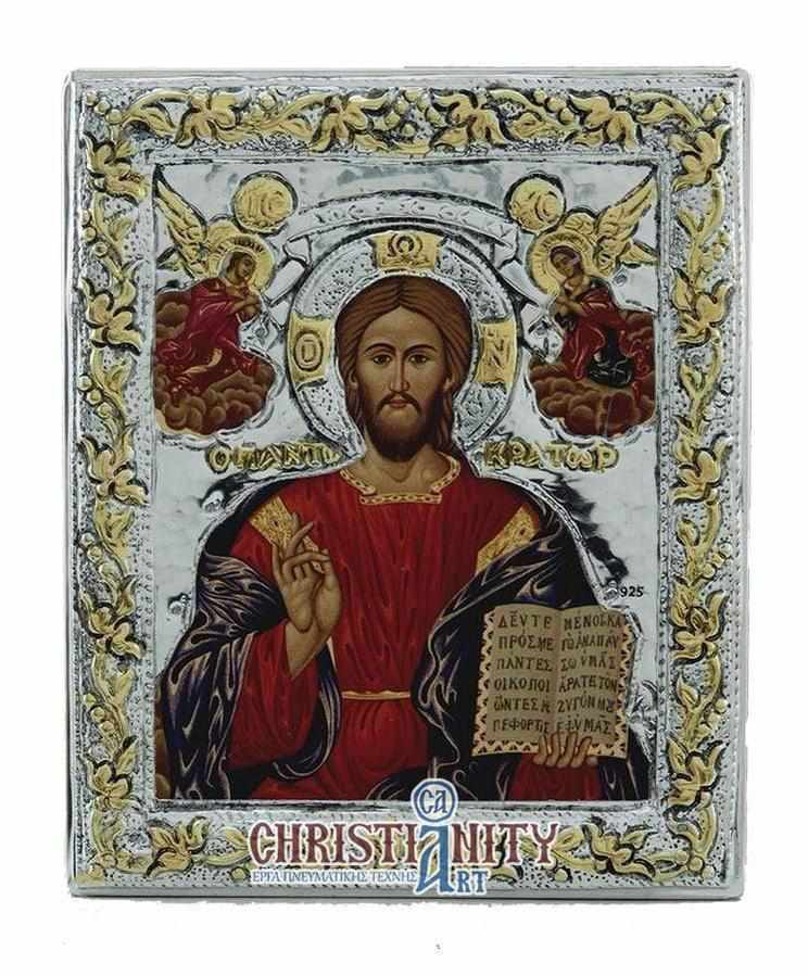 Christ Almighty - Silver image on wood, locally gilded - Mount Athos — additional product image 2 from Christianity Art