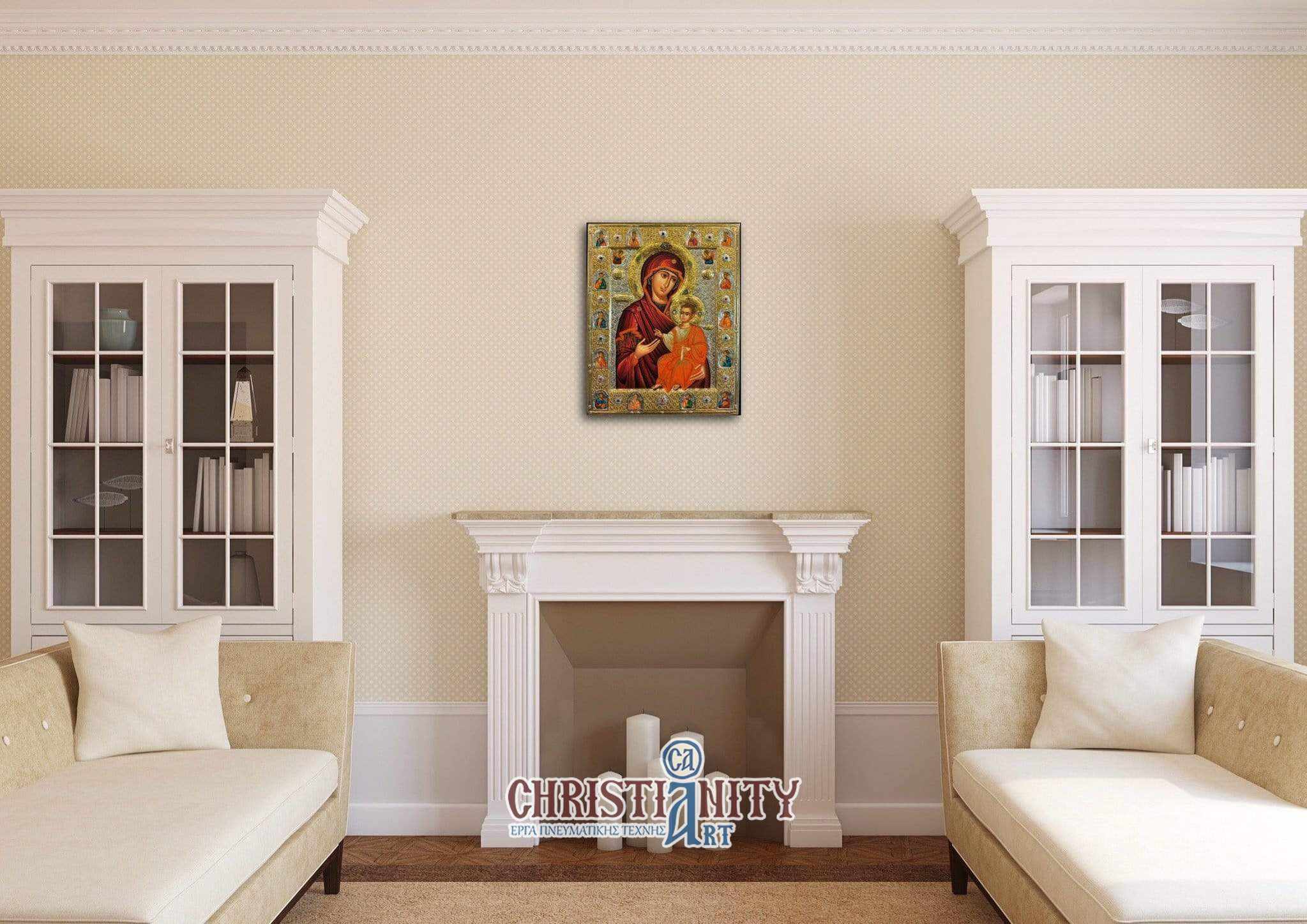 Virgin Mary Portaitissa - Silver image on wood, locally gilded - Mount Athos — additional product image 4 from Christianity Art