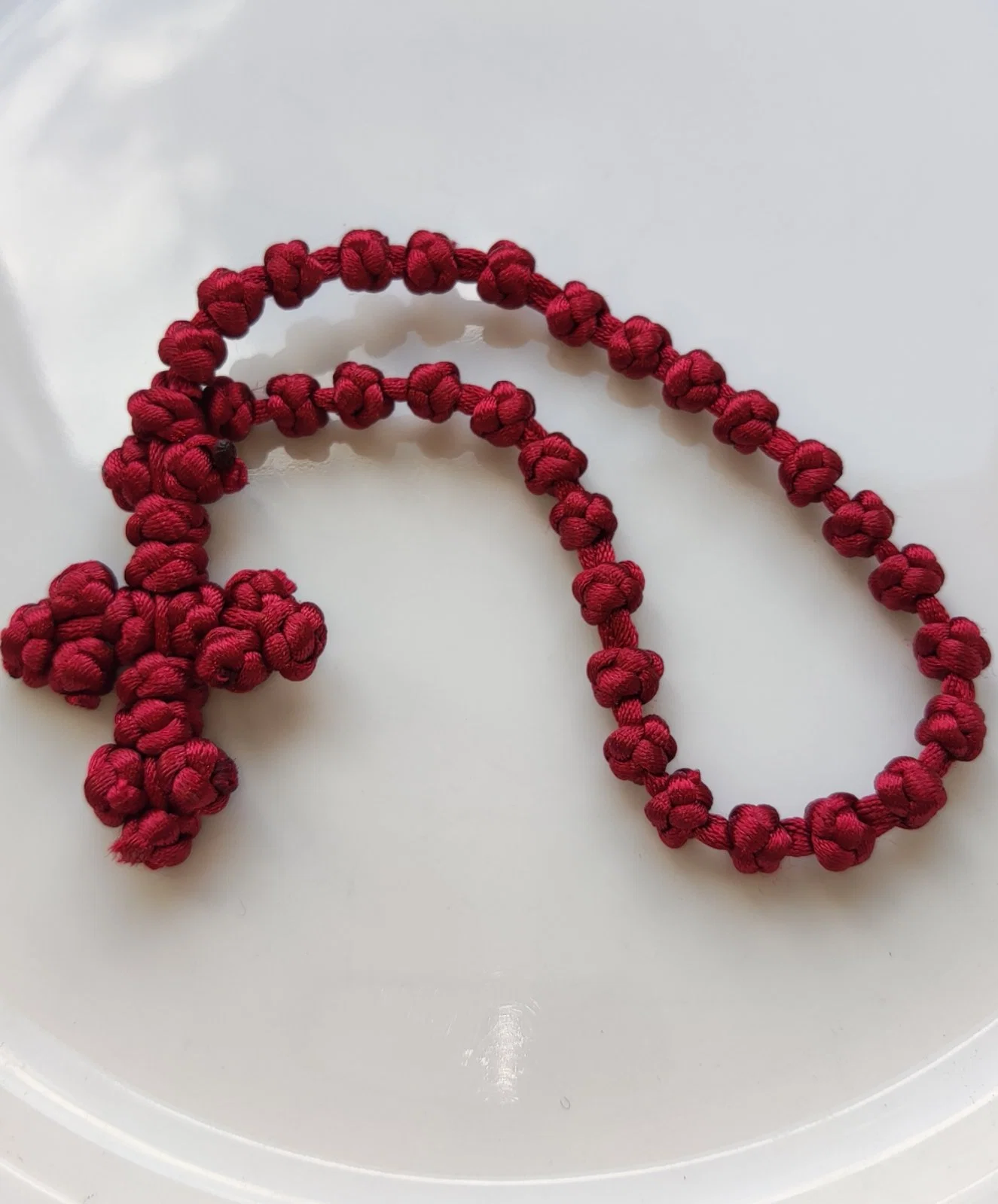 Athonite Waxed Prayer Rope with 33 Knots and Braided Cross — additional product image 2 from Christianity Art