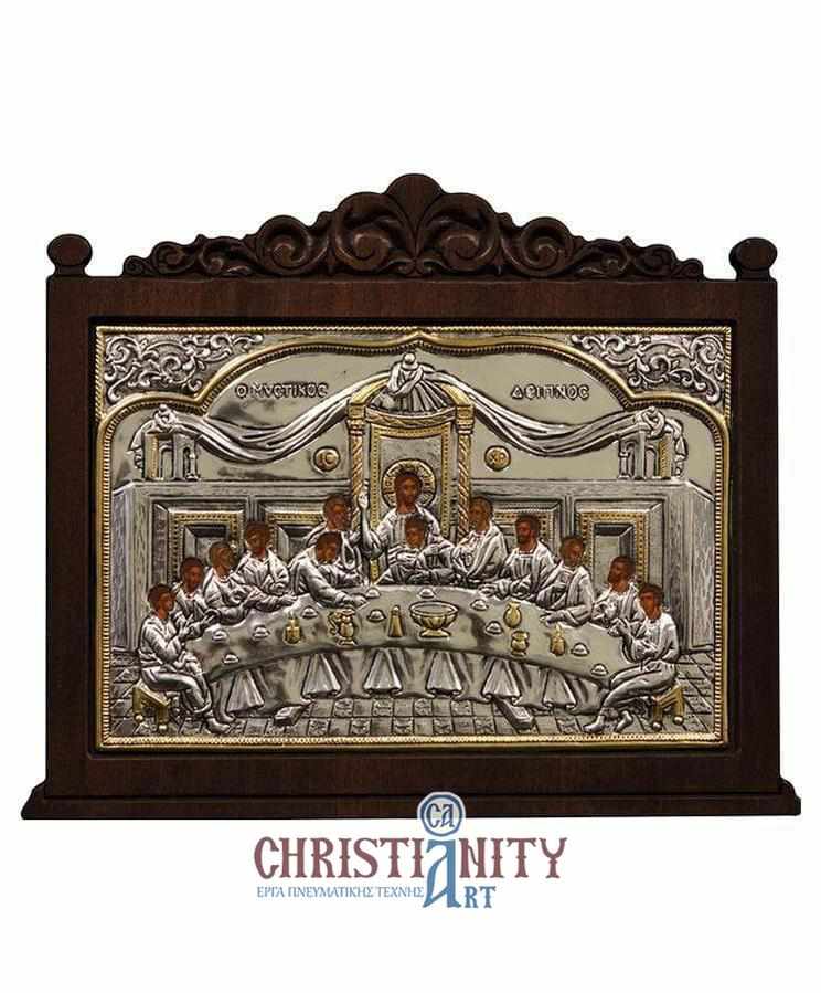The Secret Dinner - Silver image on wood, locally gilded - Mount Athos — additional product image 2 from Christianity Art