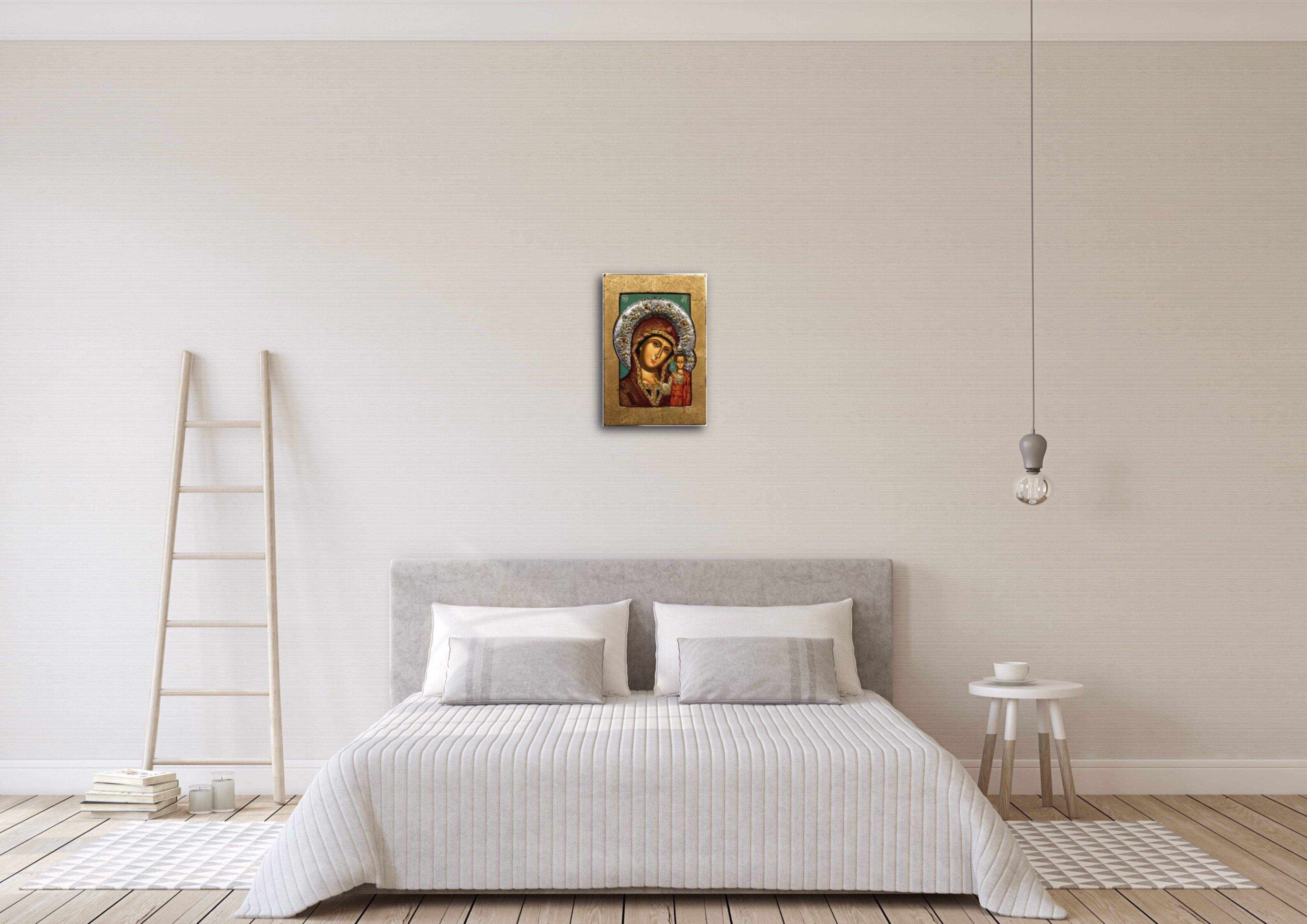 Our Lady of Kazan - Old wooden image with silver halo locally gold plated - Mount Athos — additional product image 5 from Christianity Art