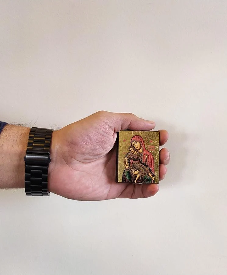 Our Lady Theotokos Eleusa - Magnetic image on wood - Mount Athos — additional product image 5 from Christianity Art