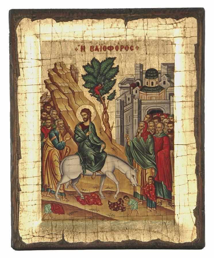 The Weifer - Engraved wooden aged image on canvas with golden background - Mount Athos — additional product image 5 from Christianity Art