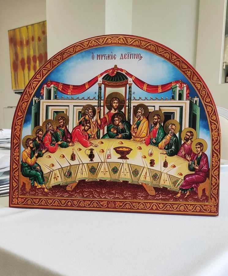 The Secret Dinner - Wooden image on Camvas with polished gold background — additional product image 7 from Christianity Art