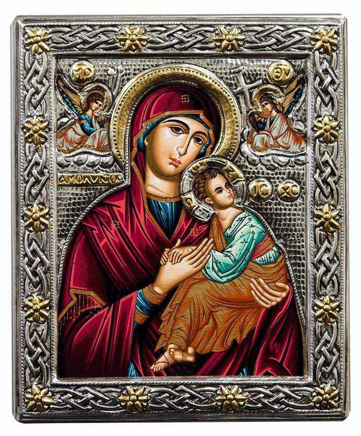 Virgin Mary of Passion - Silver image in wood, locally gilded - Mount Athos — additional product image 6 from Christianity Art