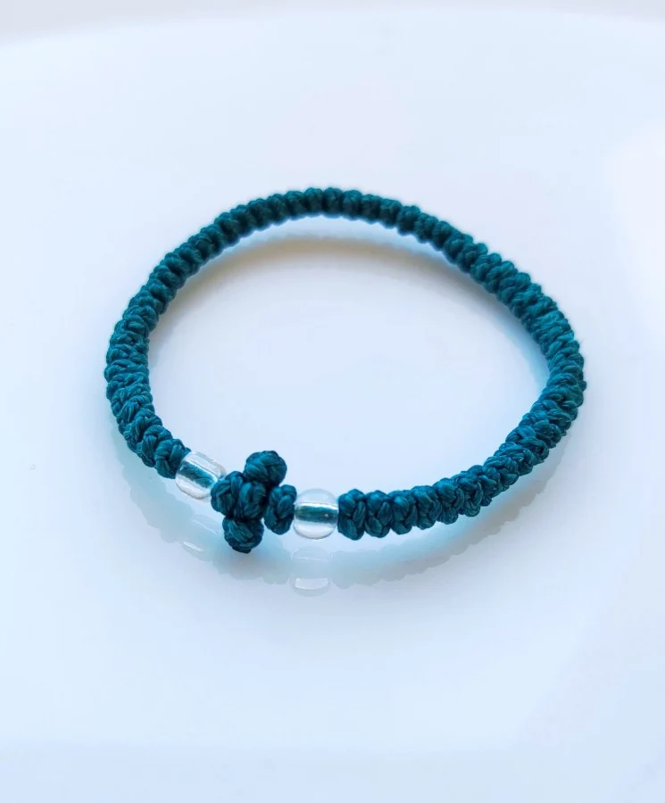 Athonite Waxed Prayer Rope Bracelet with Braided Cross & Beads – Available in Multiple Colours — additional product image 5 from Christianity Art