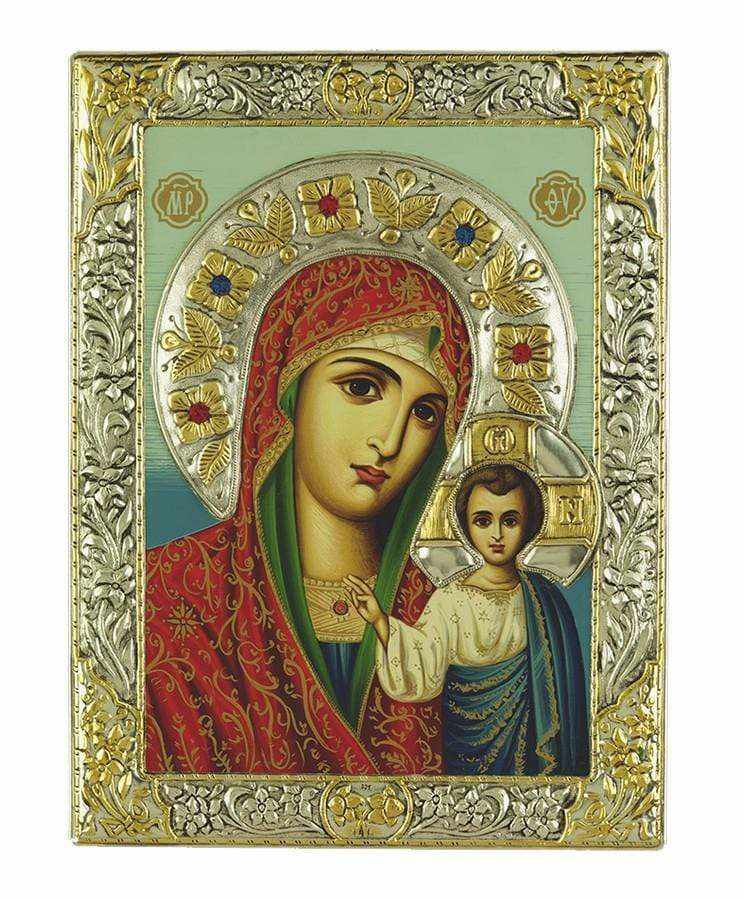 Our Lady of Kazan - Silver image in wood, locally gilded - Mount Athos — additional product image 7 from Christianity Art