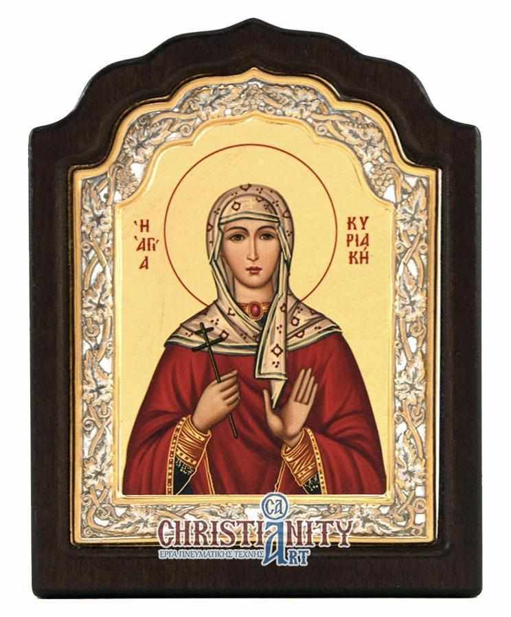 Saint Kyriaki - Silver icon on wood, locally gilded - Mount Athos