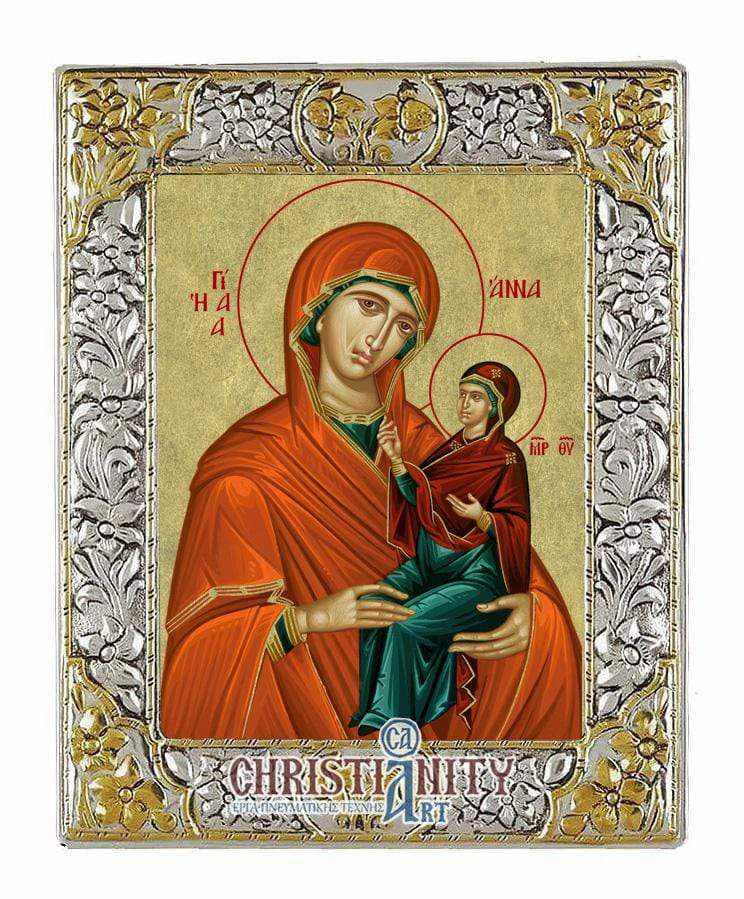 Saint Anna - Silver icon on wood, locally gilded - Mount Athos — additional product image 8 from Christianity Art