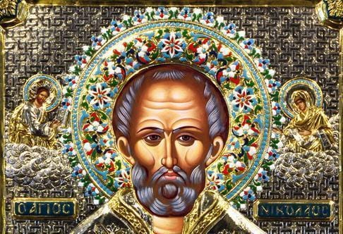 Saint Nikolaos - Silver image in wood, locally gilded and decorated with enamel - Mount Athos — additional product image 4 from Christianity Art