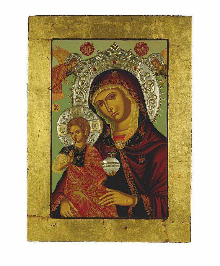 Virgin Mary Babykrateusa - Old wooden image with silver halo locally gilded - Mount Athos — additional product image 5 from Christianity Art