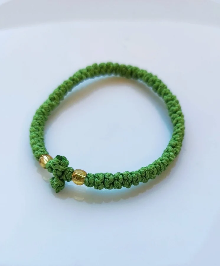 Athonite Waxed Prayer Rope Bracelet with Braided Cross & Beads – Available in Multiple Colours — additional product image 4 from Christianity Art