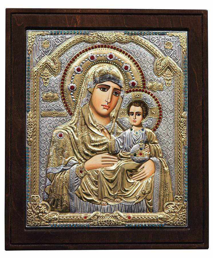 Virgin Mary Jerusalem - Silver image in wood, locally gilded - Mount Athos — additional product image 4 from Christianity Art