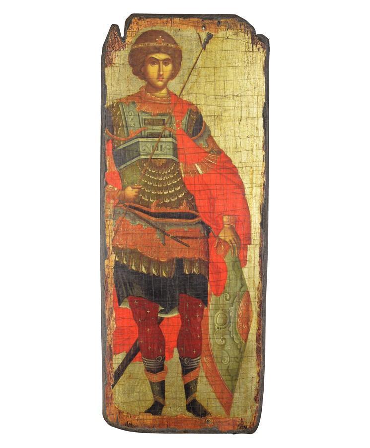 Saint George - Aged wooden image on canvas with gold background - Mount Athos — additional product image 6 from Christianity Art
