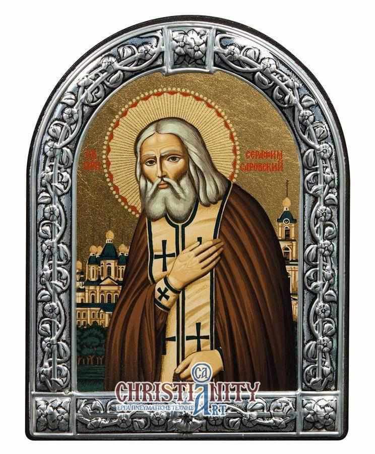 Saint Serafim of Saraf - Image in wood with indelible metal frame - Mount Athos