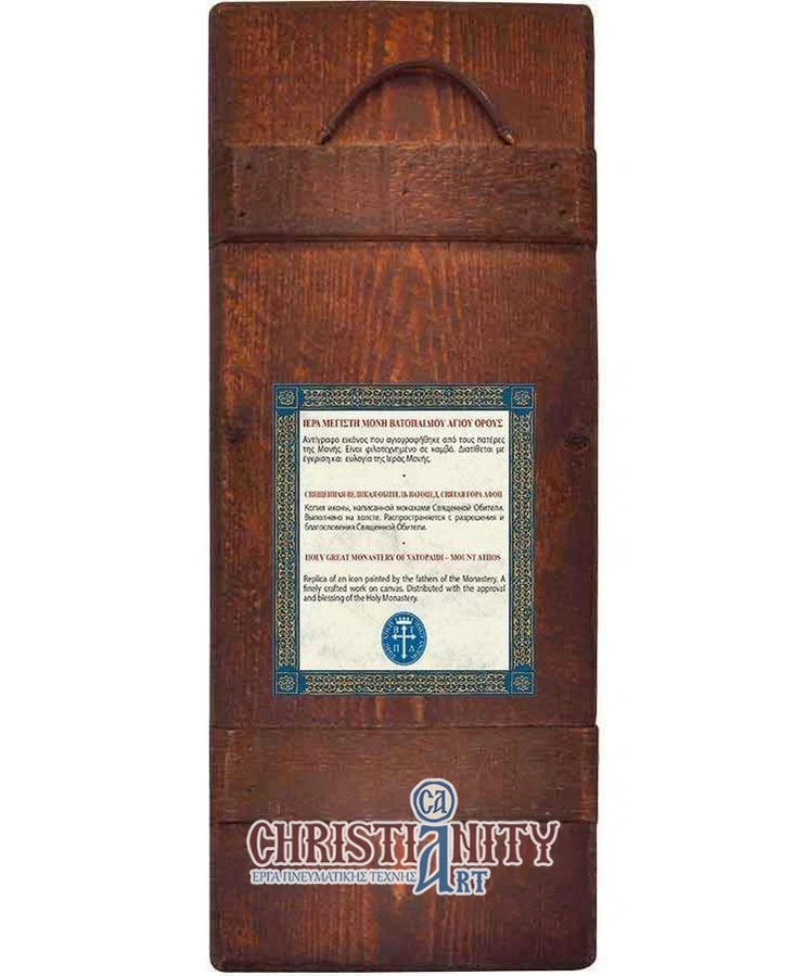 Archangel Gabriel - Wooden aged image on canvas with golden background - Mount Athos — additional product image 2 from Christianity Art
