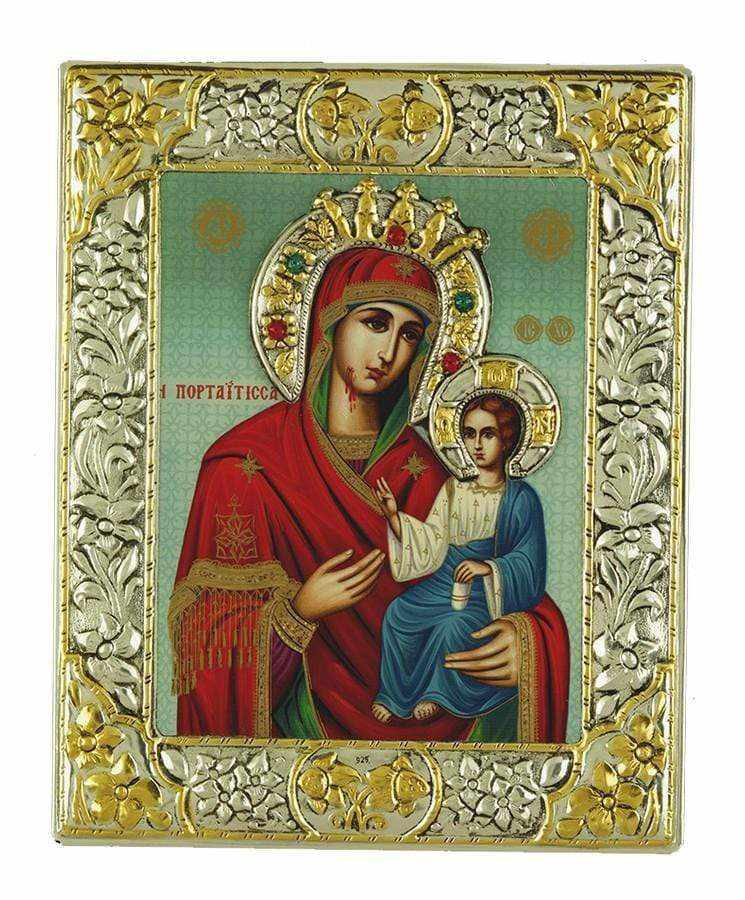 Virgin Mary Portaitissa - Silver image on wood, locally gilded - Mount Athos — additional product image 6 from Christianity Art