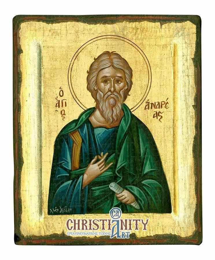 Saint Andreas - Handmade icon of hagiography on aged wood - Mount Athos