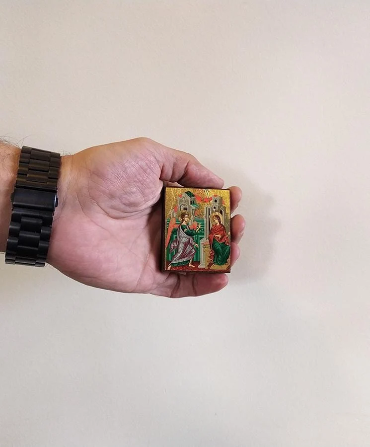 The Annunciation of the Virgin - Magnetic image on wood - Mount Athos — additional product image 5 from Christianity Art