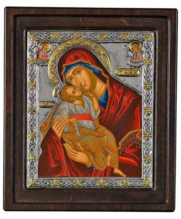 Virgin Mary Glykilisousa - Silver image on wood, locally gilded - Mount Athos — additional product image 6 from Christianity Art