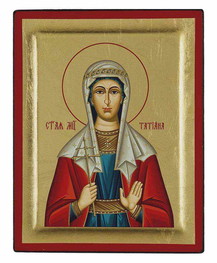 Saint Tatiana - Excavated wooden image on canvas with gold background - Mount Athos — additional product image 7 from Christianity Art