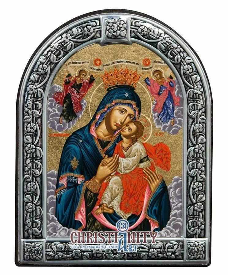 Virgin Mary Glycosherousa - Image in wood with indelible metal frame - Mount Athos