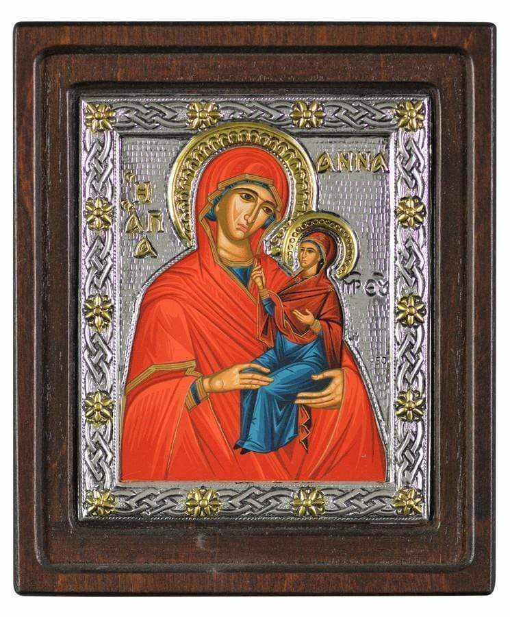 Saint Anna - Silver icon on wood, locally gilded - Mount Athos — additional product image 4 from Christianity Art
