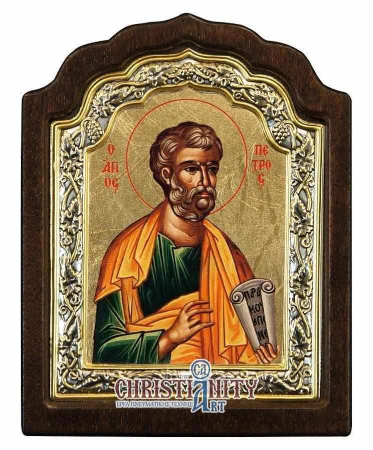 Saint Peter - Silver image on wood, locally gilded - Mount Athos