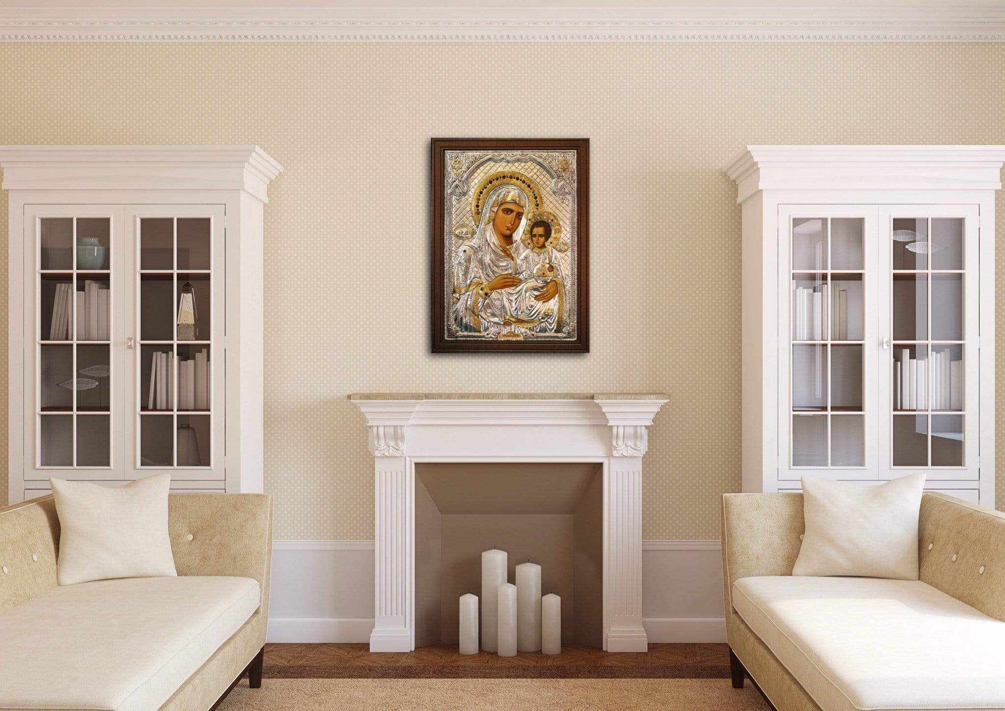 Virgin Mary Jerusalem - Silver image in wood, locally gilded - Mount Athos — additional product image 4 from Christianity Art