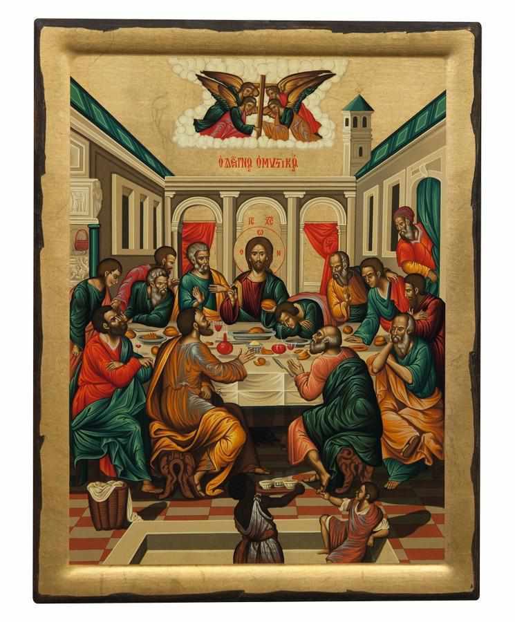 The Secret Dinner - Engraved wooden image made on canvas - Mount Athos — additional product image 5 from Christianity Art