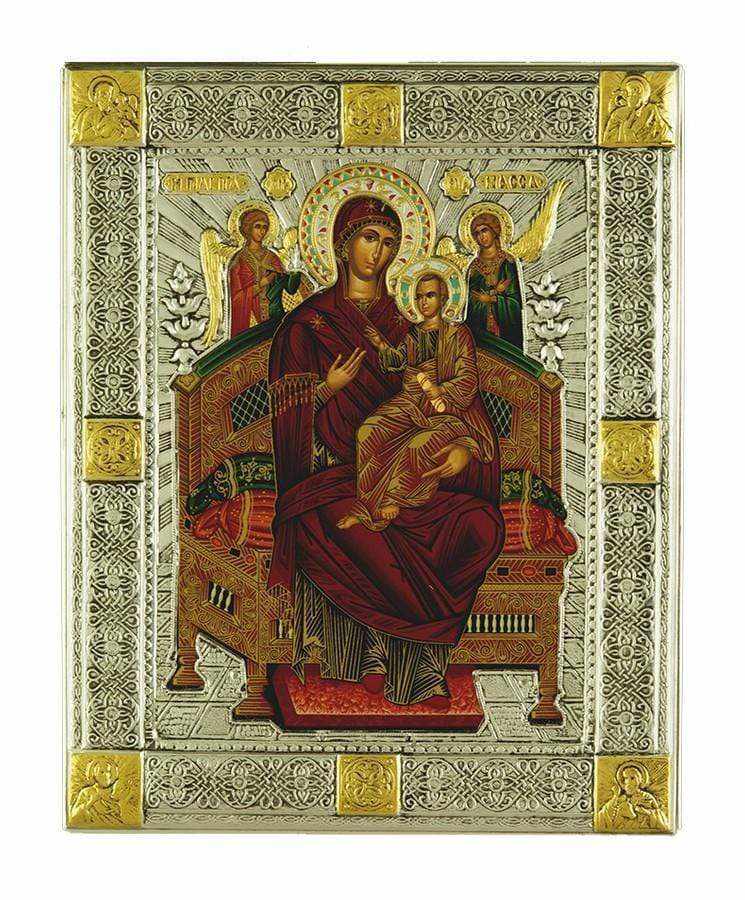 Virgin Mary Pantanassa - Silver image in wood, locally gold plated - Mount Athos — additional product image 9 from Christianity Art