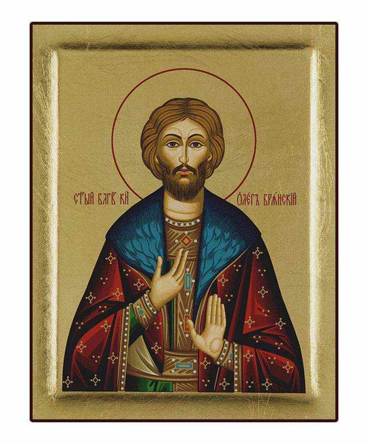 St. Oleg - Engraved wooden image on canvas with golden background - Mount Athos — additional product image 6 from Christianity Art