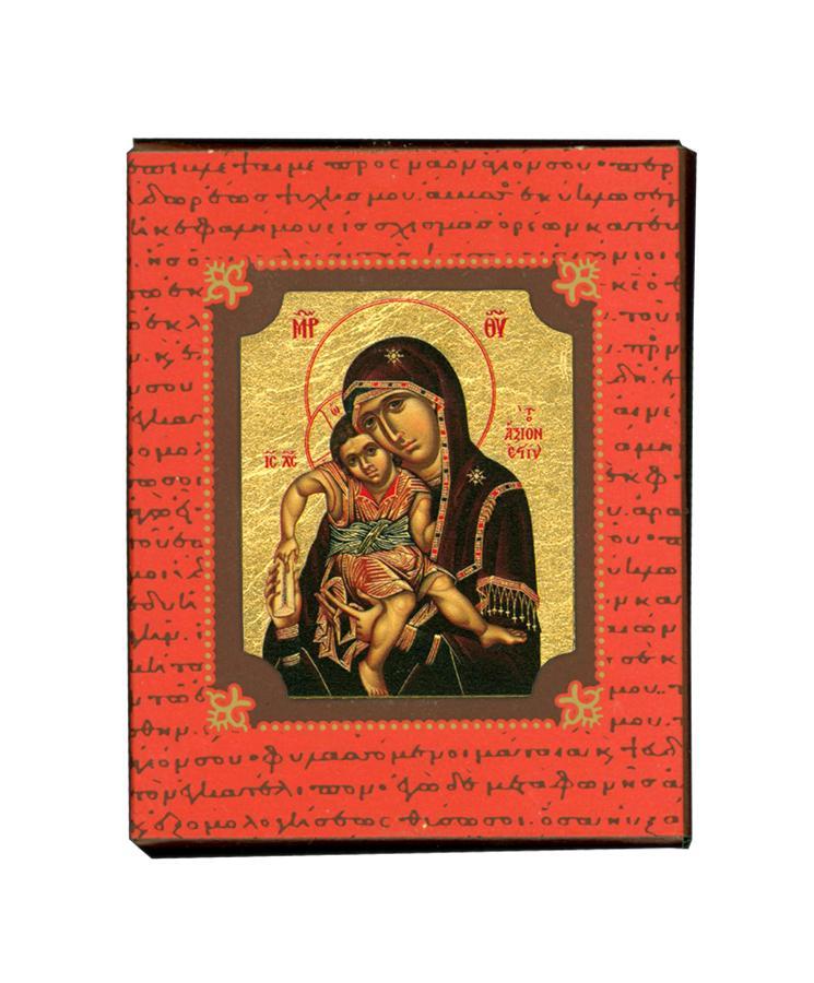 Virgin Mary Axion Esti - Magnetic image on wood - Mount Athos — additional product image 4 from Christianity Art