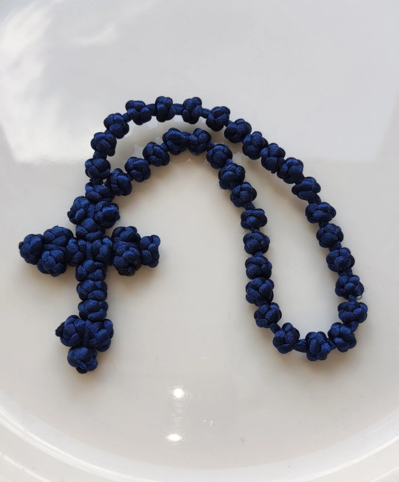 Athonite Waxed Prayer Rope with 33 Knots and Braided Cross — additional product image 4 from Christianity Art