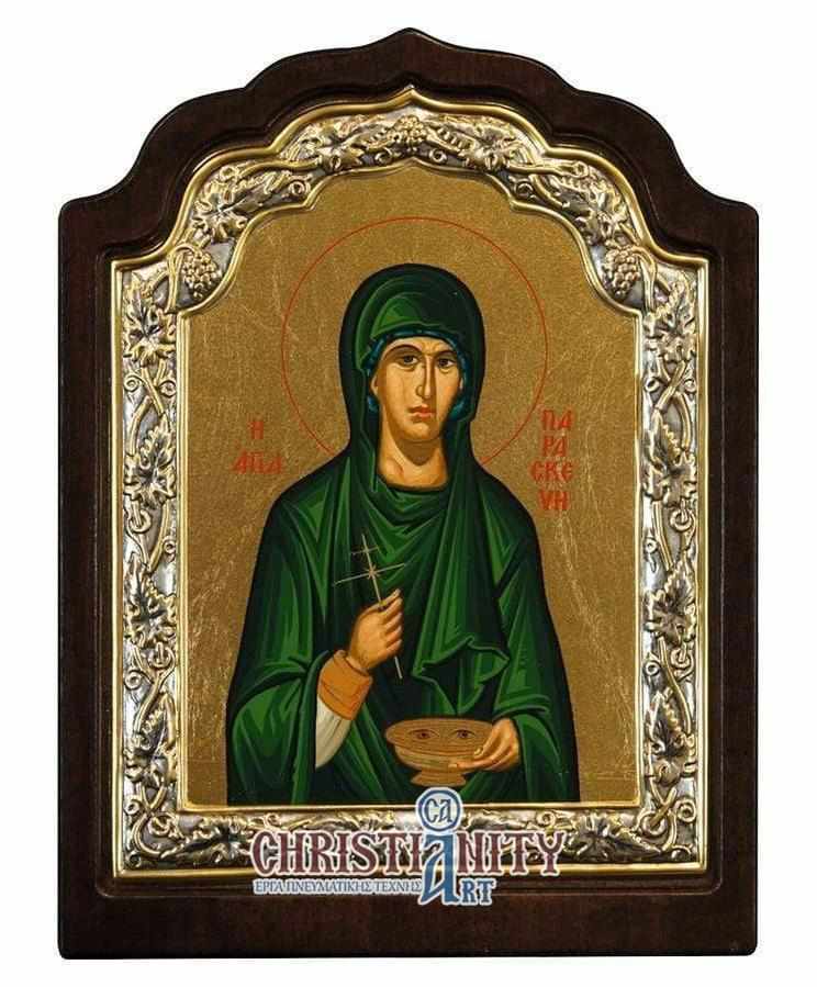 Saint Paraskevi - Silver icon on wood, locally gilded - Mount Athos
