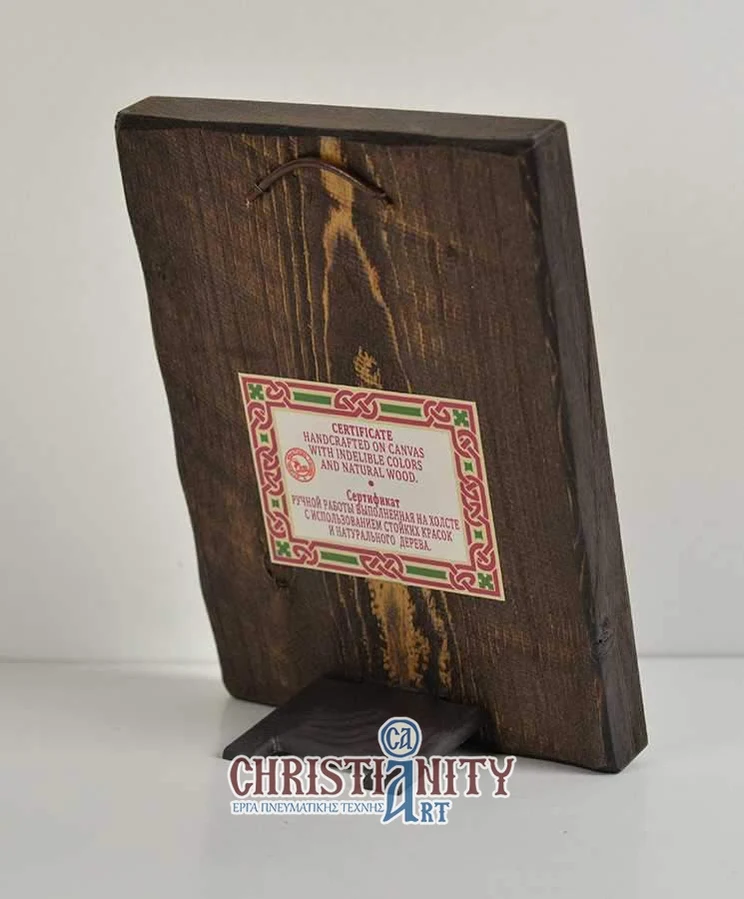 Saint Paisios - Wooden aged image on canvas with golden background - Mount Athos — additional product image 2 from Christianity Art