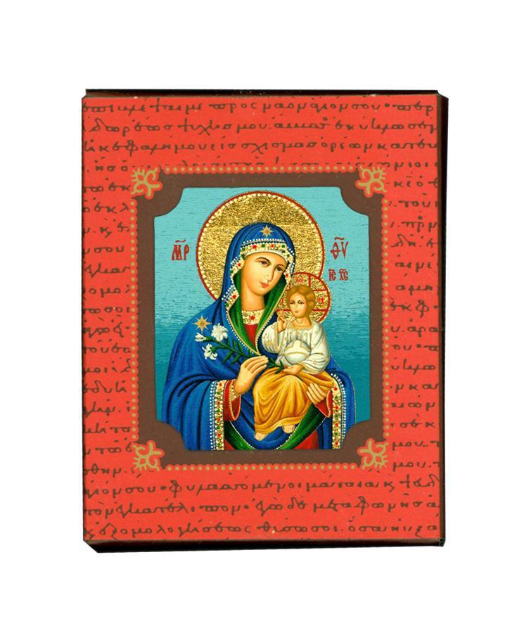 Virgin Mary of Lilies - Magnetic image on wood - Mount Athos — additional product image 4 from Christianity Art