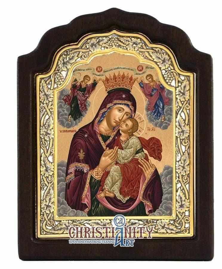 Virgin Mary Glykilisousa - Silver image on wood, locally gilded - Mount Athos
