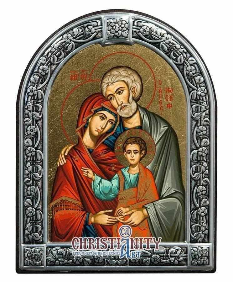 The Holy Family - Image on wood with an indelible metal frame - Mount Athos