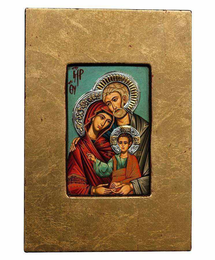 The Holy Family - Antique wooden icon with silver halo locally gilded - Mount Athos — additional product image 7 from Christianity Art