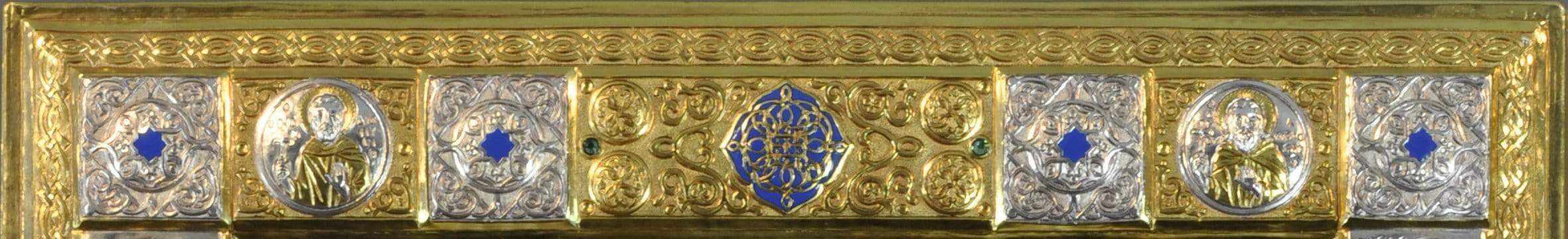 Virgin Mary Holy Zone - Silver image in wood, locally gilded and decorated with enamel - Mount Athos — additional product image 4 from Christianity Art